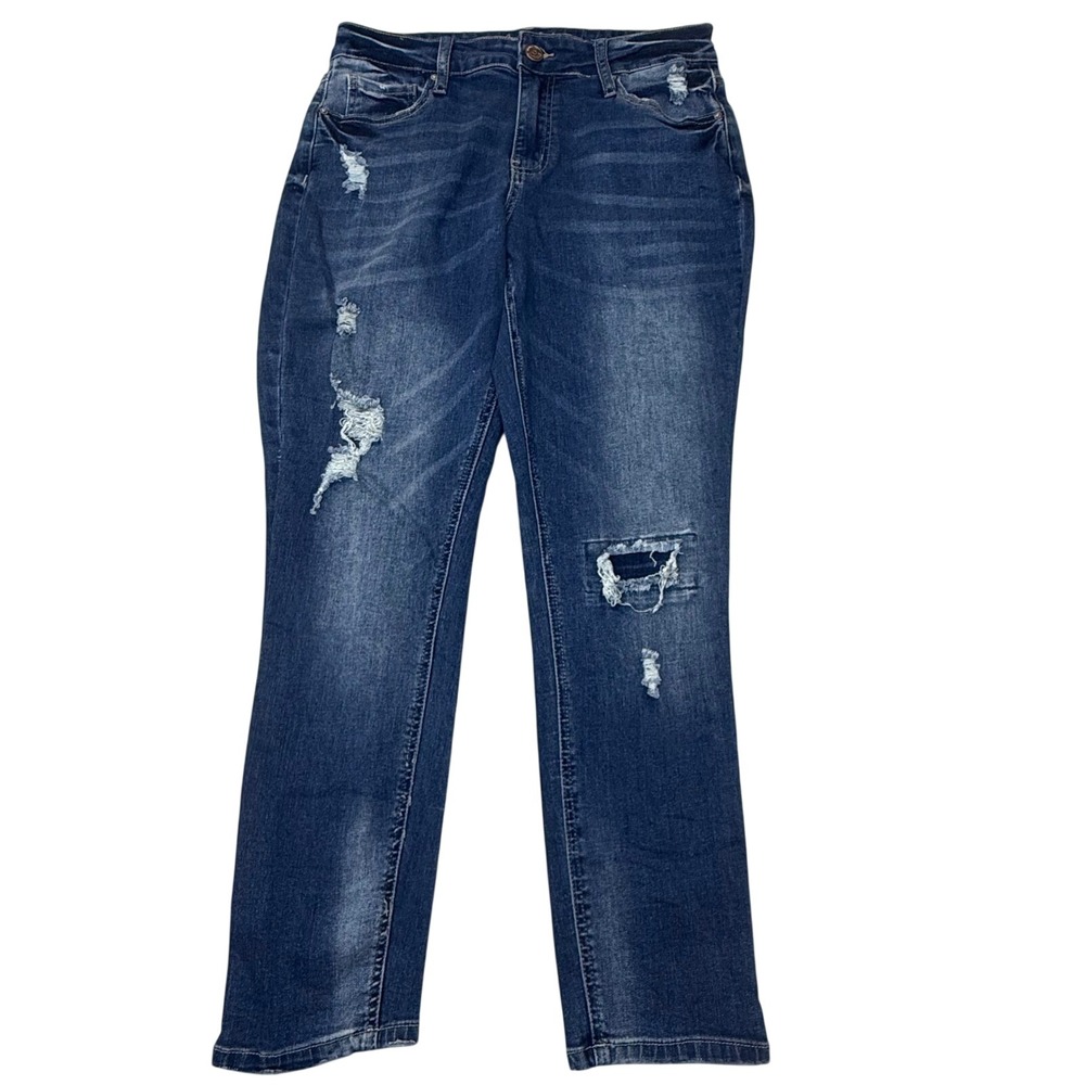 Copperflash Womens High Rise Ankle Skinny Distressed Jeans Blue Size 10